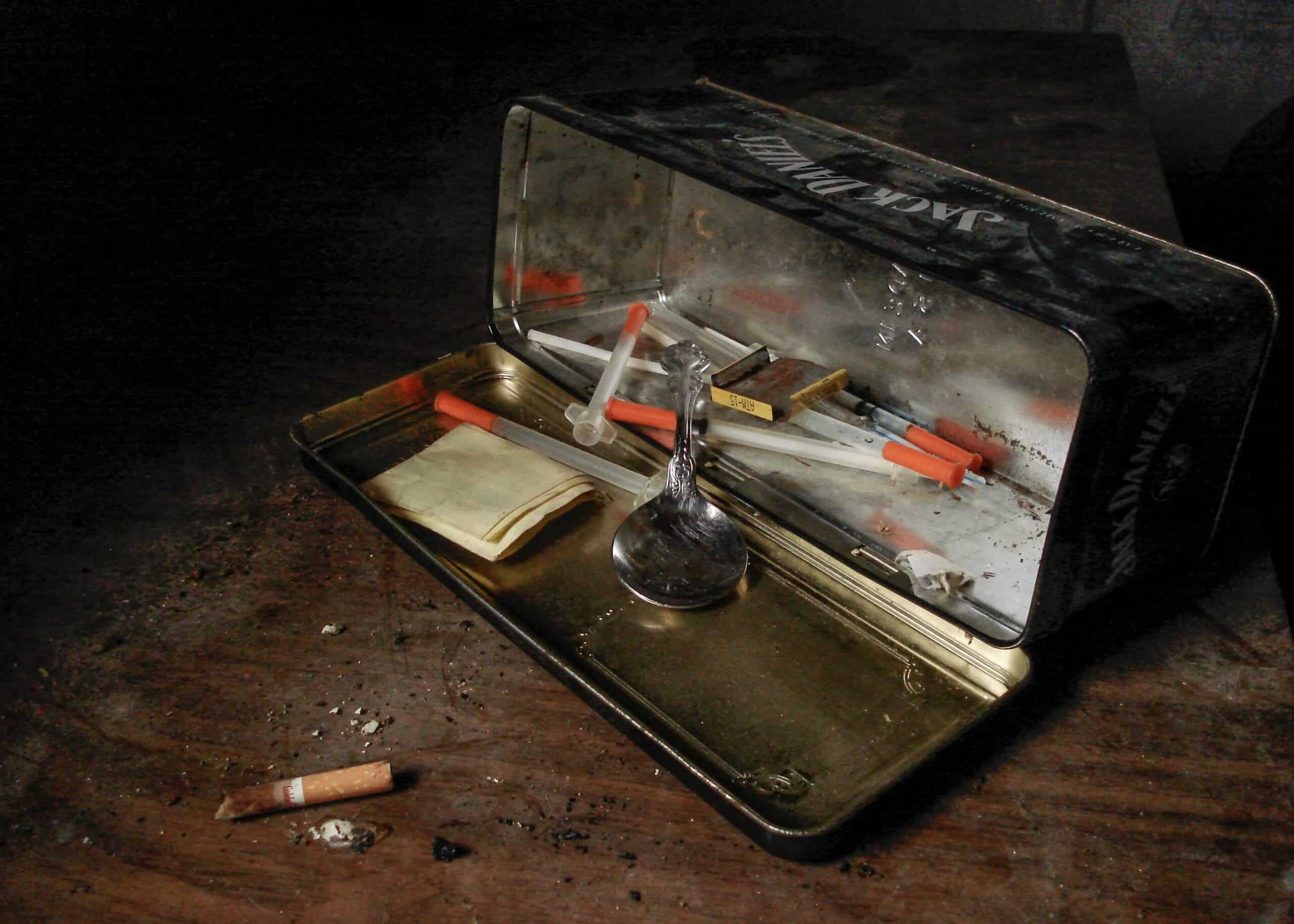 Box with meth on the floor