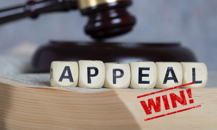 Scrabble letters saying appeals won